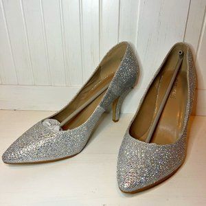 NWT Delicacy Silver Glitter High Heels Sz 10